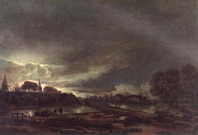 NEER, Aert van der Small Town at Dusk ag oil painting picture